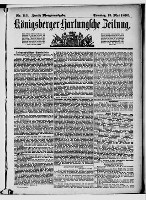Königsberger Hartungsche Zeitung vom 15.05.1892