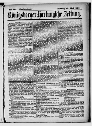 Königsberger Hartungsche Zeitung vom 16.05.1892