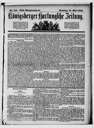 Königsberger Hartungsche Zeitung vom 17.05.1892