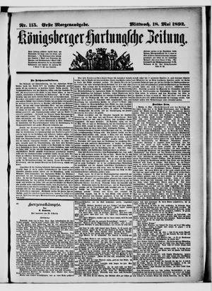 Königsberger Hartungsche Zeitung on May 18, 1892