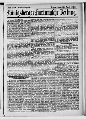Königsberger Hartungsche Zeitung on Jun 16, 1892