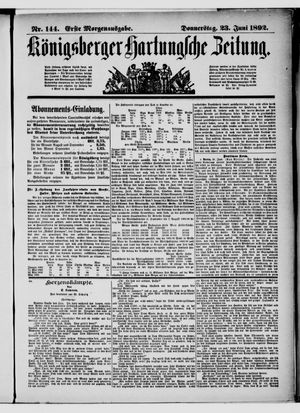 Königsberger Hartungsche Zeitung vom 23.06.1892