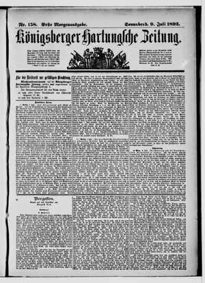 Königsberger Hartungsche Zeitung vom 09.07.1892