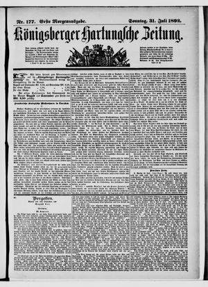 Königsberger Hartungsche Zeitung vom 31.07.1892