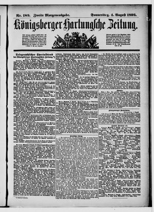 Königsberger Hartungsche Zeitung vom 04.08.1892