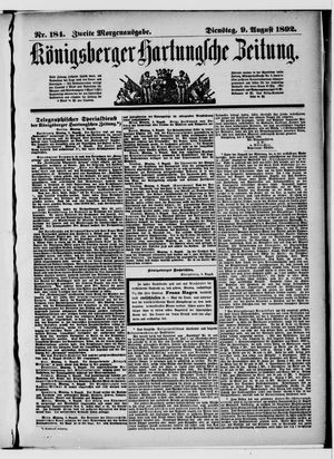 Königsberger Hartungsche Zeitung vom 09.08.1892