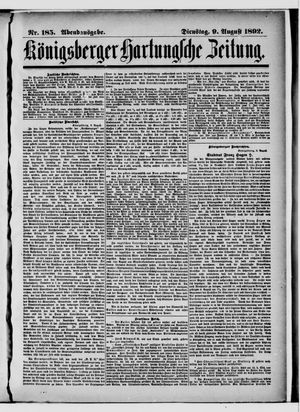 Königsberger Hartungsche Zeitung vom 09.08.1892