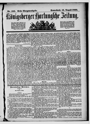 Königsberger Hartungsche Zeitung vom 13.08.1892