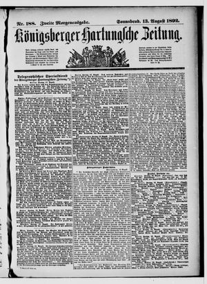 Königsberger Hartungsche Zeitung vom 13.08.1892