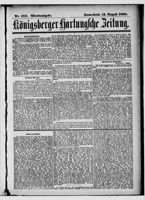 Königsberger Hartungsche Zeitung vom 13.08.1892