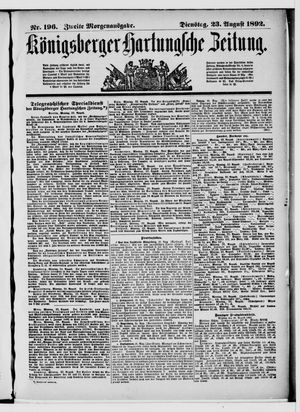 Königsberger Hartungsche Zeitung vom 23.08.1892
