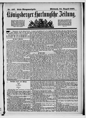 Königsberger Hartungsche Zeitung vom 24.08.1892