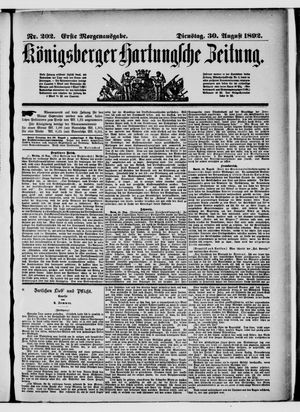Königsberger Hartungsche Zeitung vom 30.08.1892