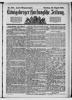 Königsberger Hartungsche Zeitung vom 30.08.1892