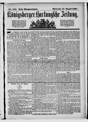 Königsberger Hartungsche Zeitung vom 31.08.1892