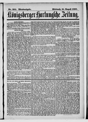 Königsberger Hartungsche Zeitung vom 31.08.1892