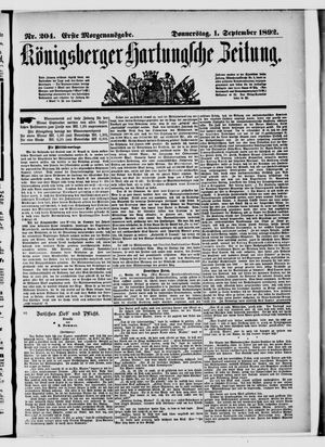 Königsberger Hartungsche Zeitung vom 01.09.1892