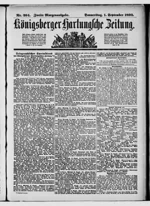 Königsberger Hartungsche Zeitung vom 01.09.1892