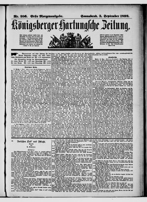 Königsberger Hartungsche Zeitung on Sep 3, 1892