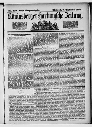 Königsberger Hartungsche Zeitung vom 07.09.1892