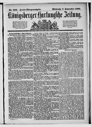 Königsberger Hartungsche Zeitung vom 07.09.1892