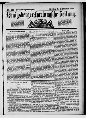 Königsberger Hartungsche Zeitung vom 09.09.1892