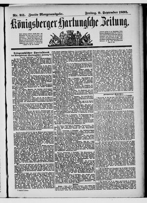 Königsberger Hartungsche Zeitung vom 09.09.1892