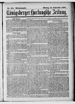 Königsberger Hartungsche Zeitung vom 12.09.1892