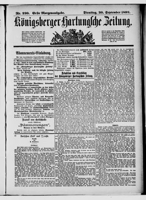 Königsberger Hartungsche Zeitung vom 20.09.1892