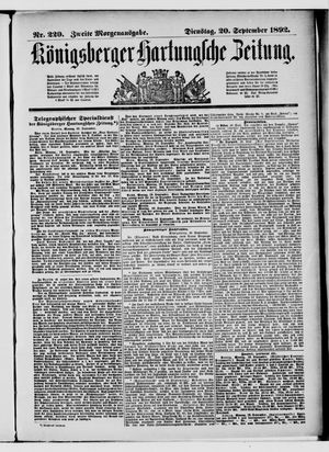 Königsberger Hartungsche Zeitung vom 20.09.1892