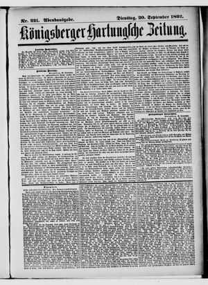 Königsberger Hartungsche Zeitung vom 20.09.1892