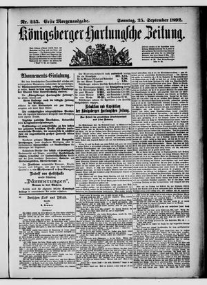Königsberger Hartungsche Zeitung vom 25.09.1892