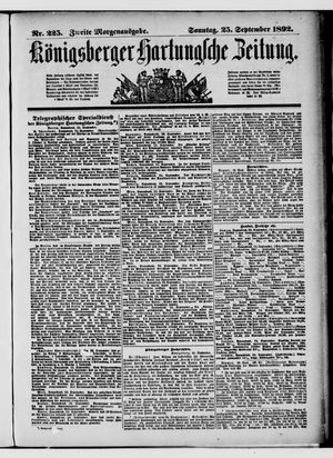 Königsberger Hartungsche Zeitung vom 25.09.1892