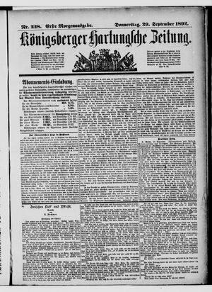 Königsberger Hartungsche Zeitung vom 29.09.1892