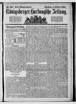 Königsberger Hartungsche Zeitung vom 04.10.1892