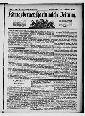 Königsberger Hartungsche Zeitung vom 22.10.1892