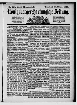 Königsberger Hartungsche Zeitung vom 22.10.1892