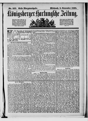 Königsberger Hartungsche Zeitung vom 02.11.1892