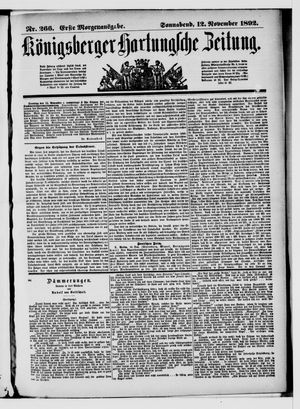 Königsberger Hartungsche Zeitung vom 12.11.1892