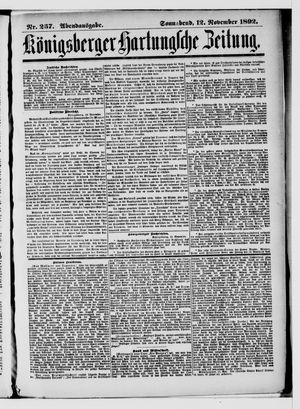 Königsberger Hartungsche Zeitung vom 12.11.1892
