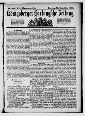 Königsberger Hartungsche Zeitung vom 13.11.1892