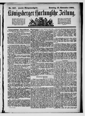 Königsberger Hartungsche Zeitung vom 13.11.1892
