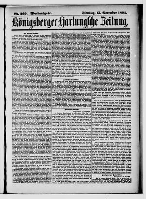Königsberger Hartungsche Zeitung vom 15.11.1892