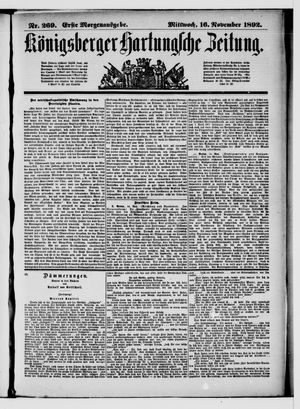 Königsberger Hartungsche Zeitung vom 16.11.1892