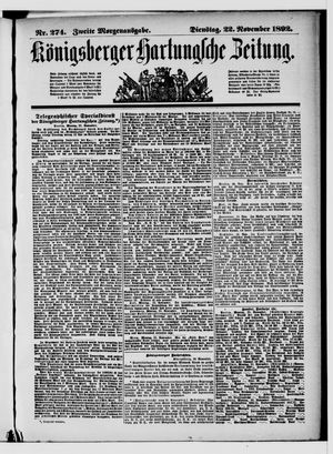 Königsberger Hartungsche Zeitung vom 22.11.1892