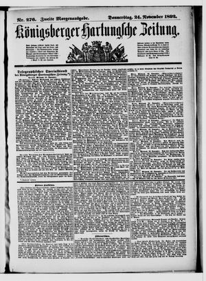 Königsberger Hartungsche Zeitung vom 24.11.1892
