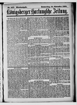 Königsberger Hartungsche Zeitung vom 24.11.1892