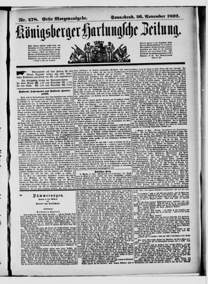 Königsberger Hartungsche Zeitung vom 26.11.1892