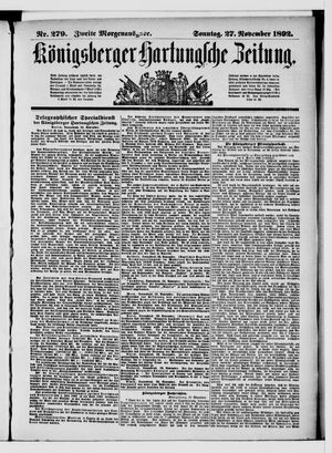 Königsberger Hartungsche Zeitung vom 27.11.1892
