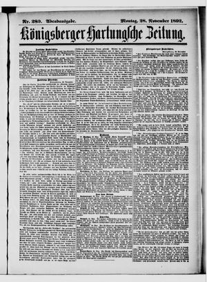 Königsberger Hartungsche Zeitung vom 28.11.1892